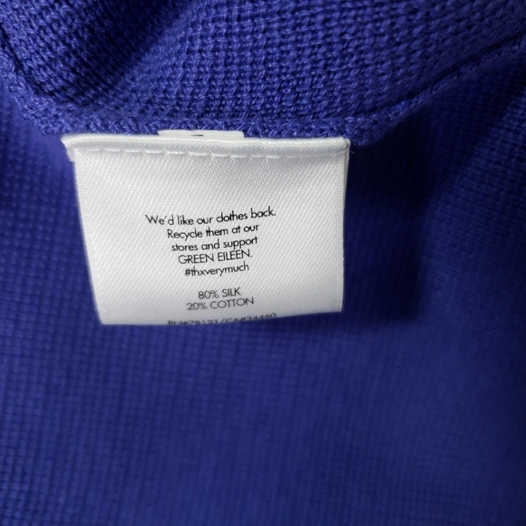 Eileen Fisher silk/cotton blue open front cardigan sweater size medium - Picture 9 of 9